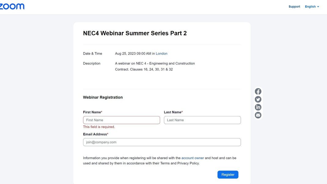 NEC4 Webinar Summer Series Part 2 - Training Sessions